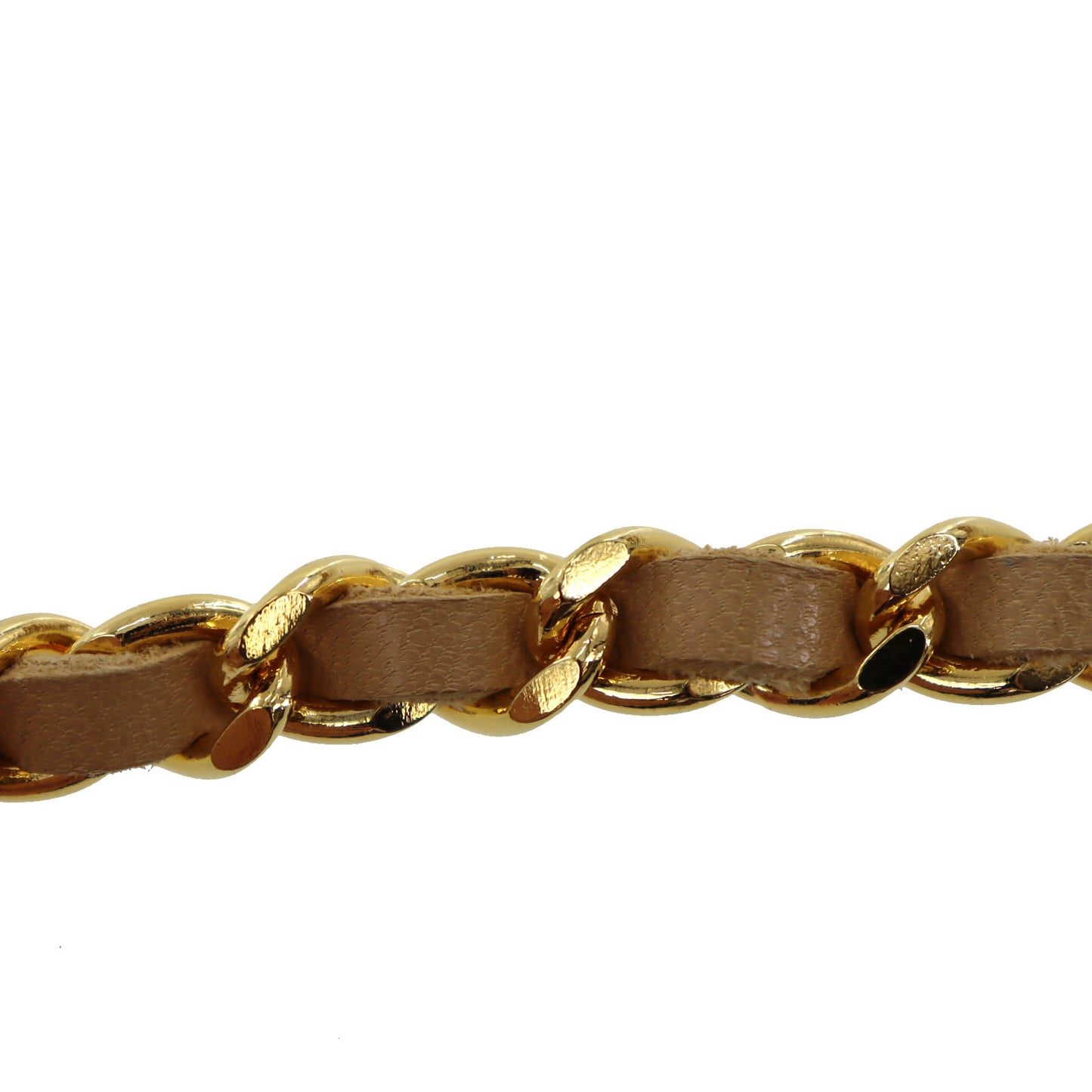 CHANEL CC Logo Chain Belt Gold Beige 1982 #BS616