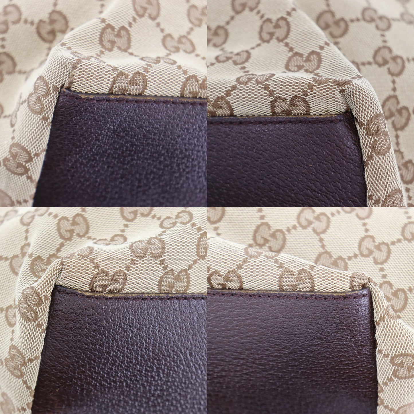 GUCCI Original GG Web Stripe Tote Handbag Brown Canvas #BT459