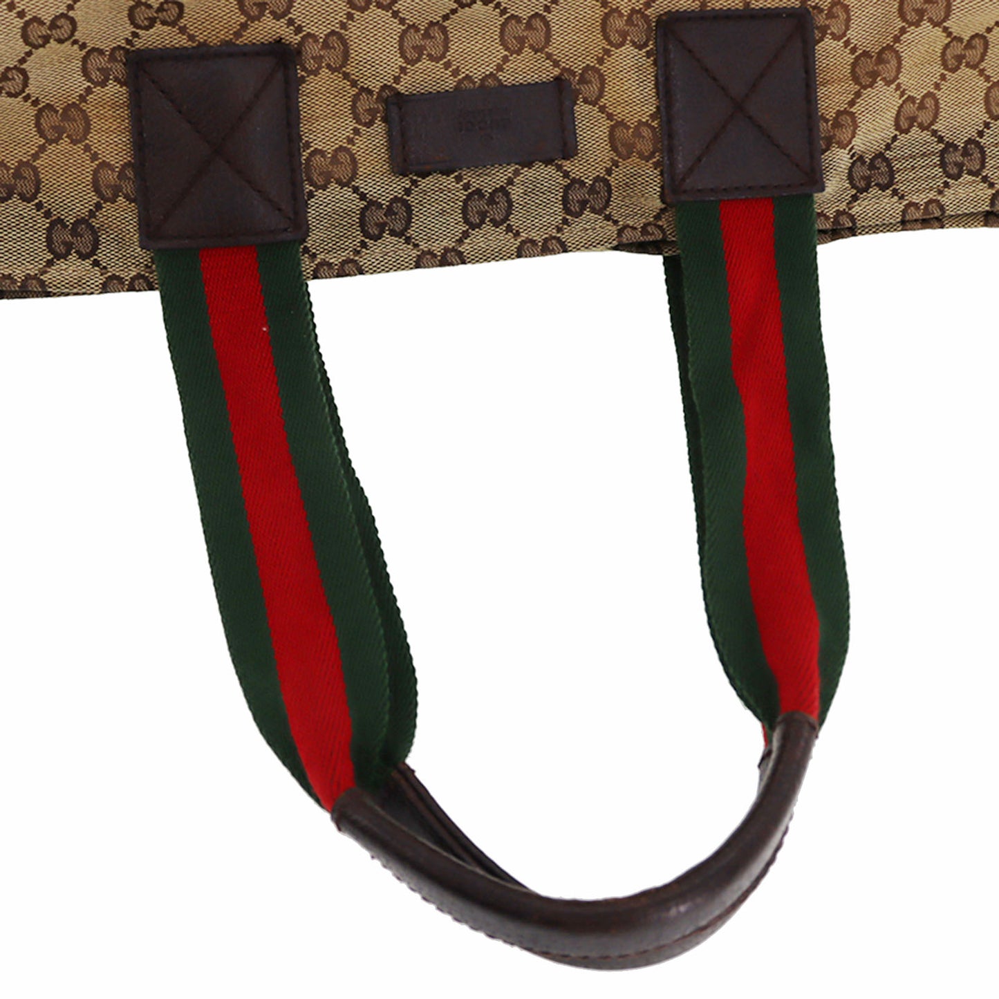 GUCCI Original GG Web Stripe Tote Handbag Brown Canvas #BT459
