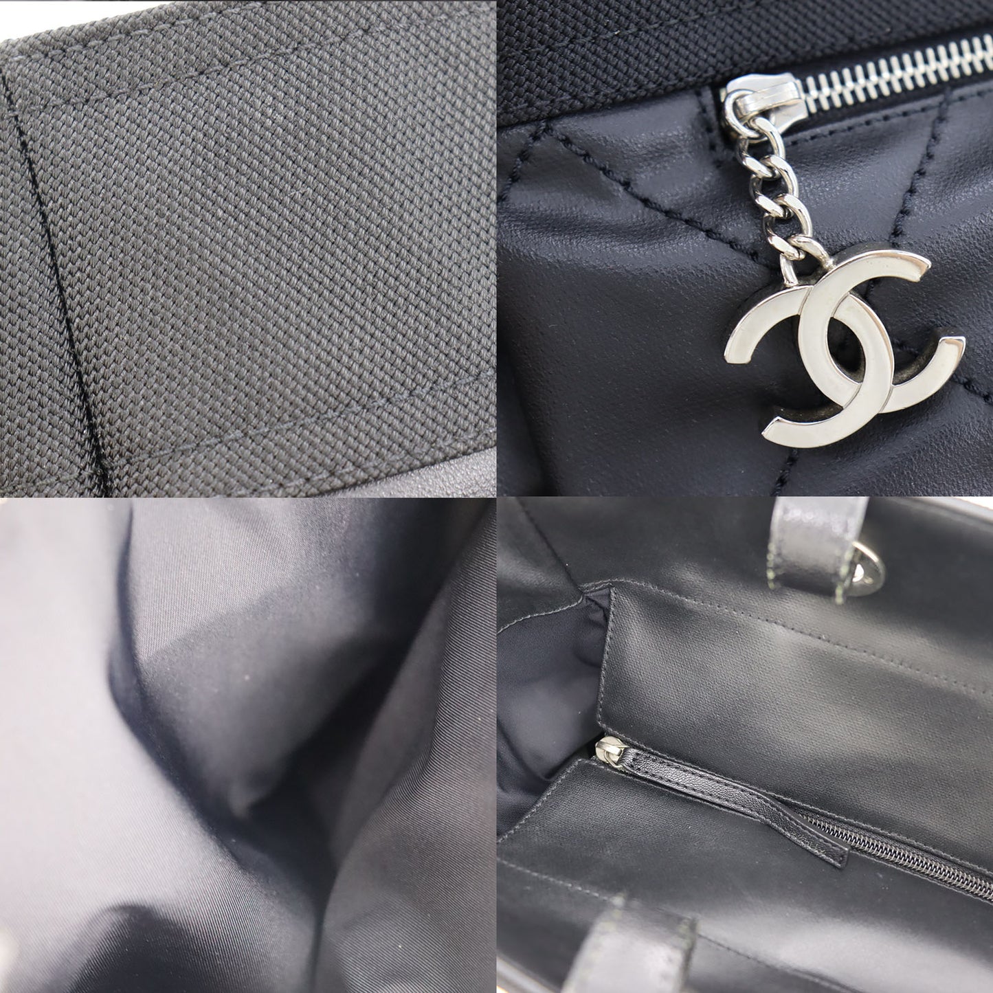 CHANEL Quilted Paris Biarritz Shoulder Tote Bag Black PVC #BN366