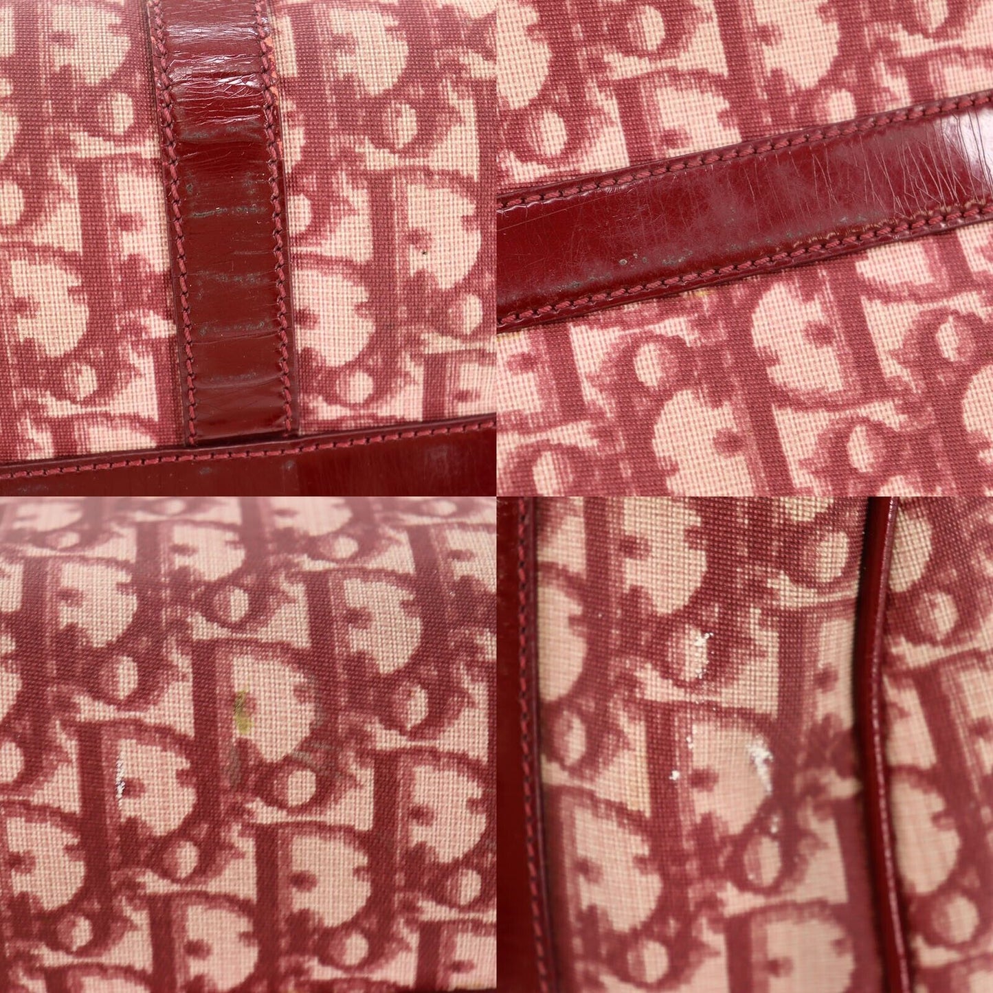 Christian Dior Trotter Boston Handbag Bordeaux PVC #AH468