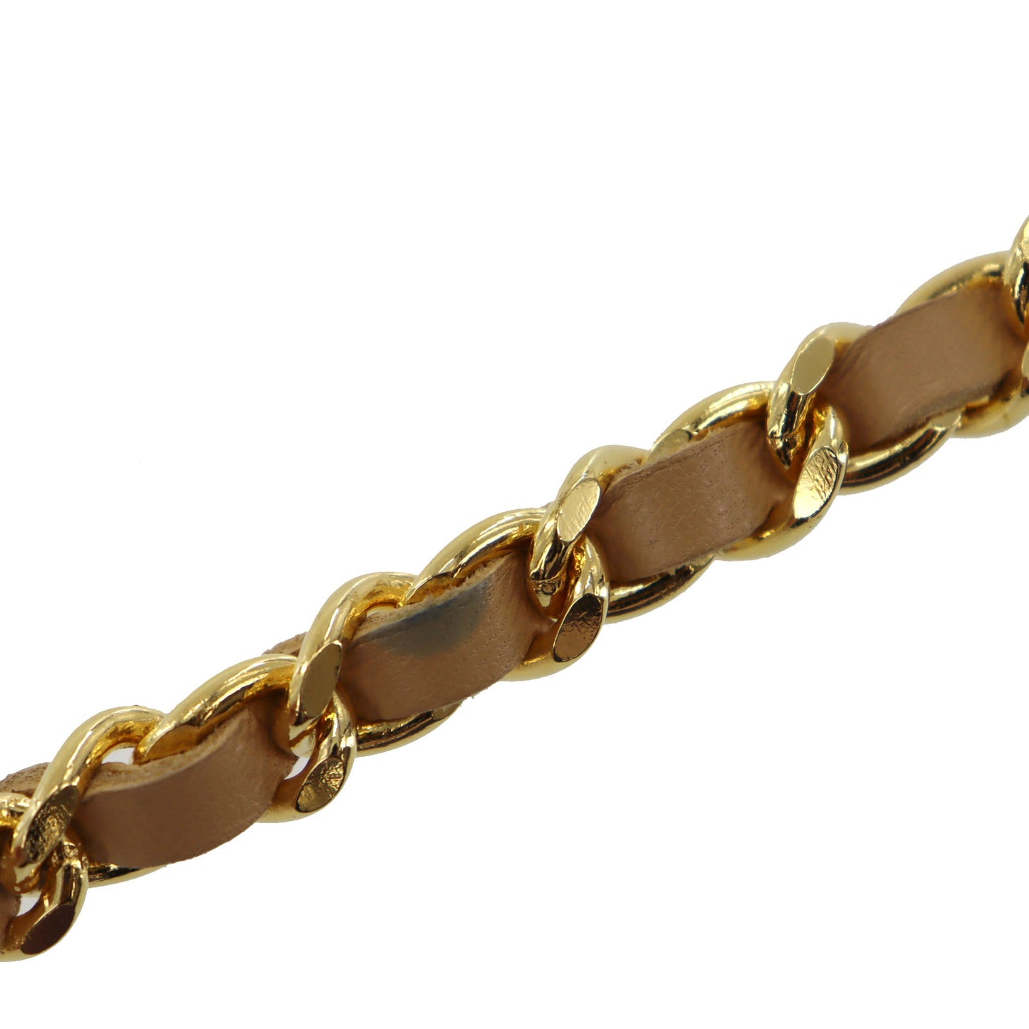 CHANEL CC Logo Chain Belt Gold Beige 1982 #BS616