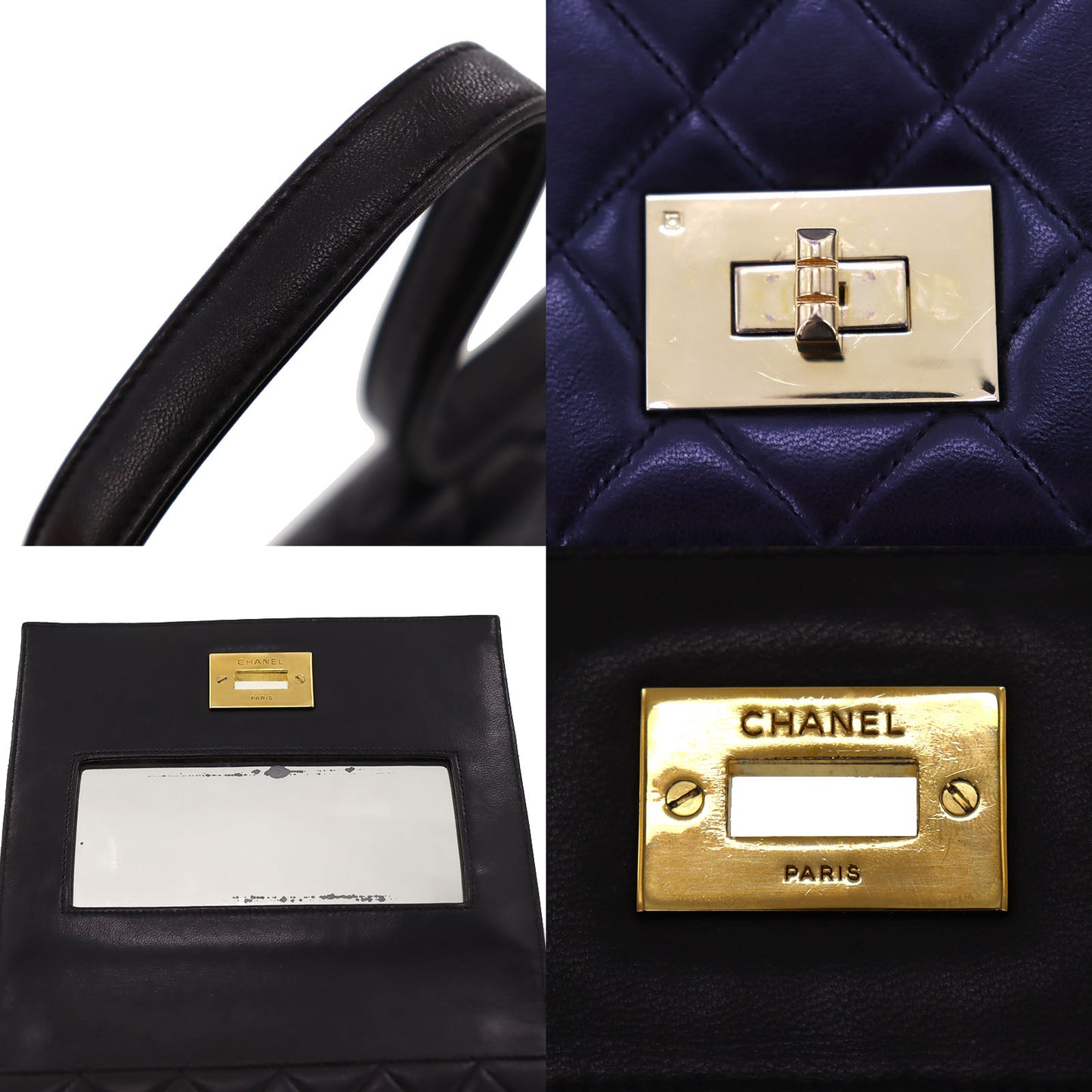 CHANEL HandBag Black Lambskin Leather #BS33