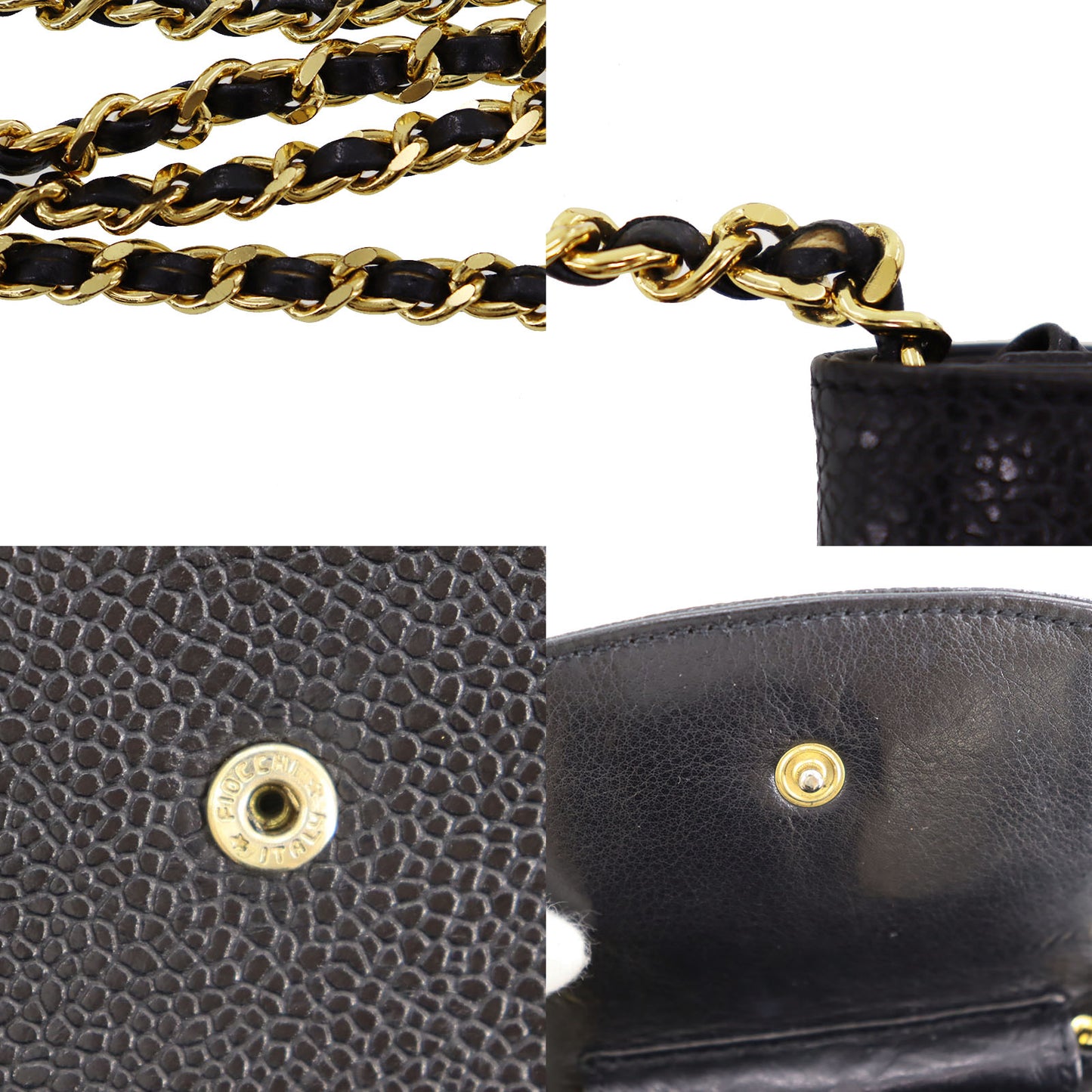 CHANEL Shoulder Pouch Bag Caviar Skin Leather #AH602