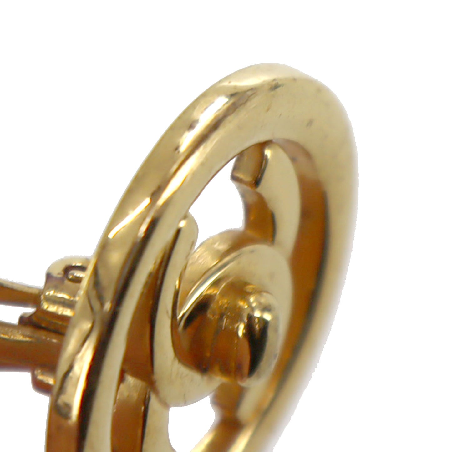CHANEL CC Logos Earrings Gold Clip-On 97P #AG858