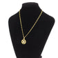 CHANEL CC Logos Circle Necklace Stone Gold 3438 #CJ478