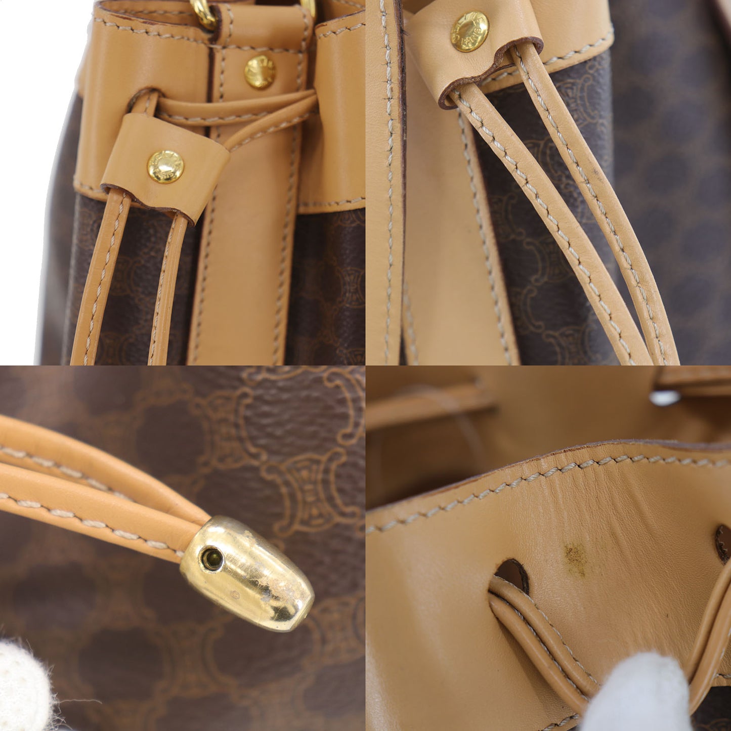 CELINE Macadam Pattern Shoulder Bag Brown PVC Leather #EF153