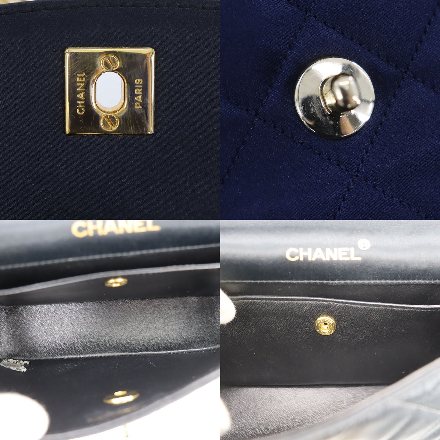 CHANEL CC Logo Shoulder Bag Black Satin #CG592