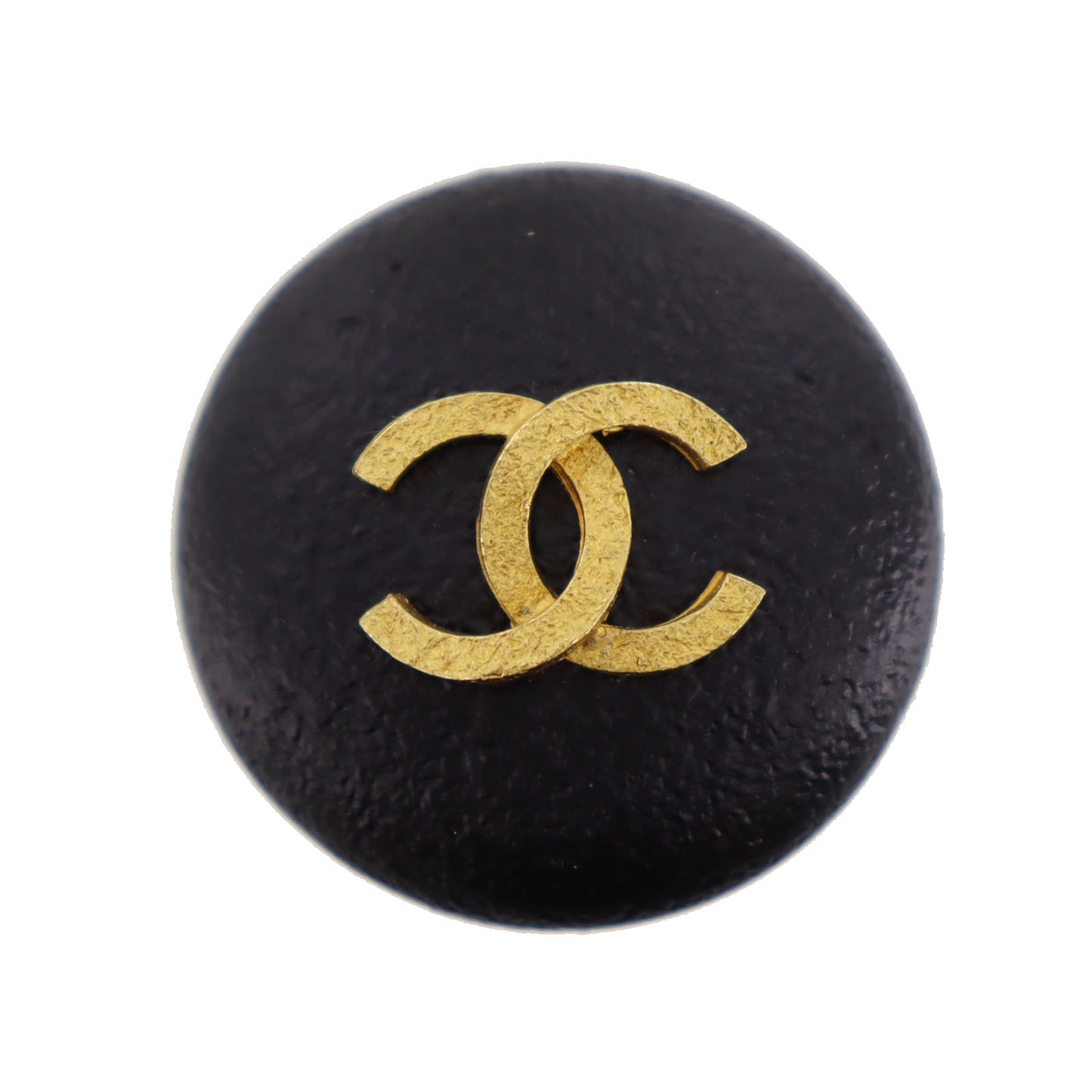 CHANEL Logos Earrings Black Gold Clip-On 93A #BZ804