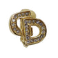 Christian Dior CD Logos Rhinestone Earrings Gold Plated #CB588