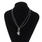 Christian Dior Logo Heart Rhinestone Chain Necklace Silver #CU411