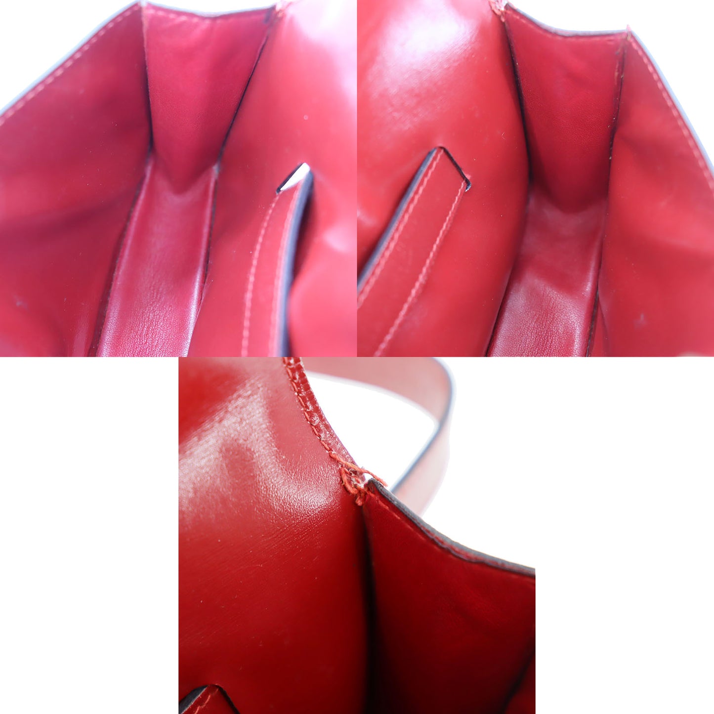 HERMES Waist Pouch Bag Red Leather  #BP773