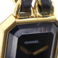 CHANEL Premiere Discontinued Wristwatches XL Gold Black Quartz #BS786