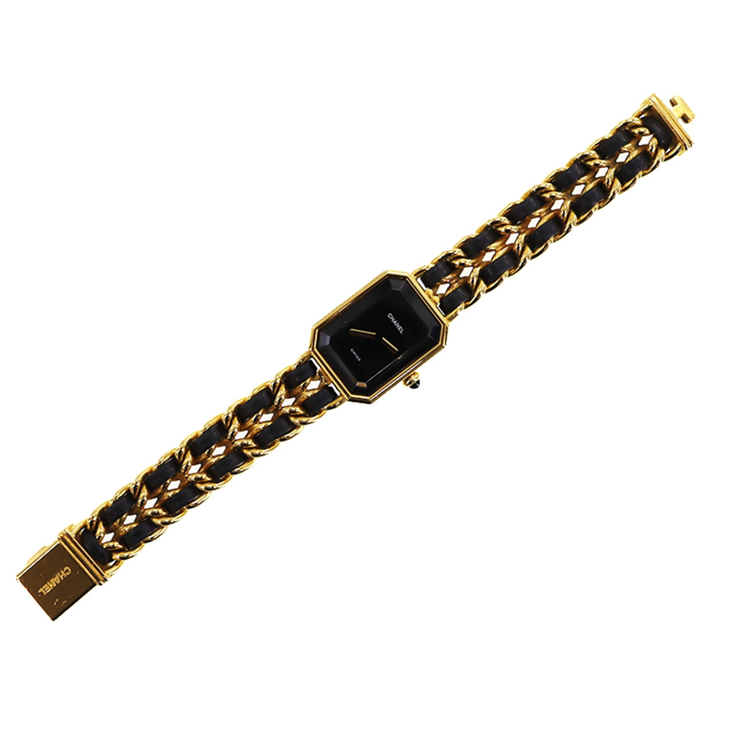 CHANEL Premiere Discontinued Wristwatches M Gold Black Quartz #CL79