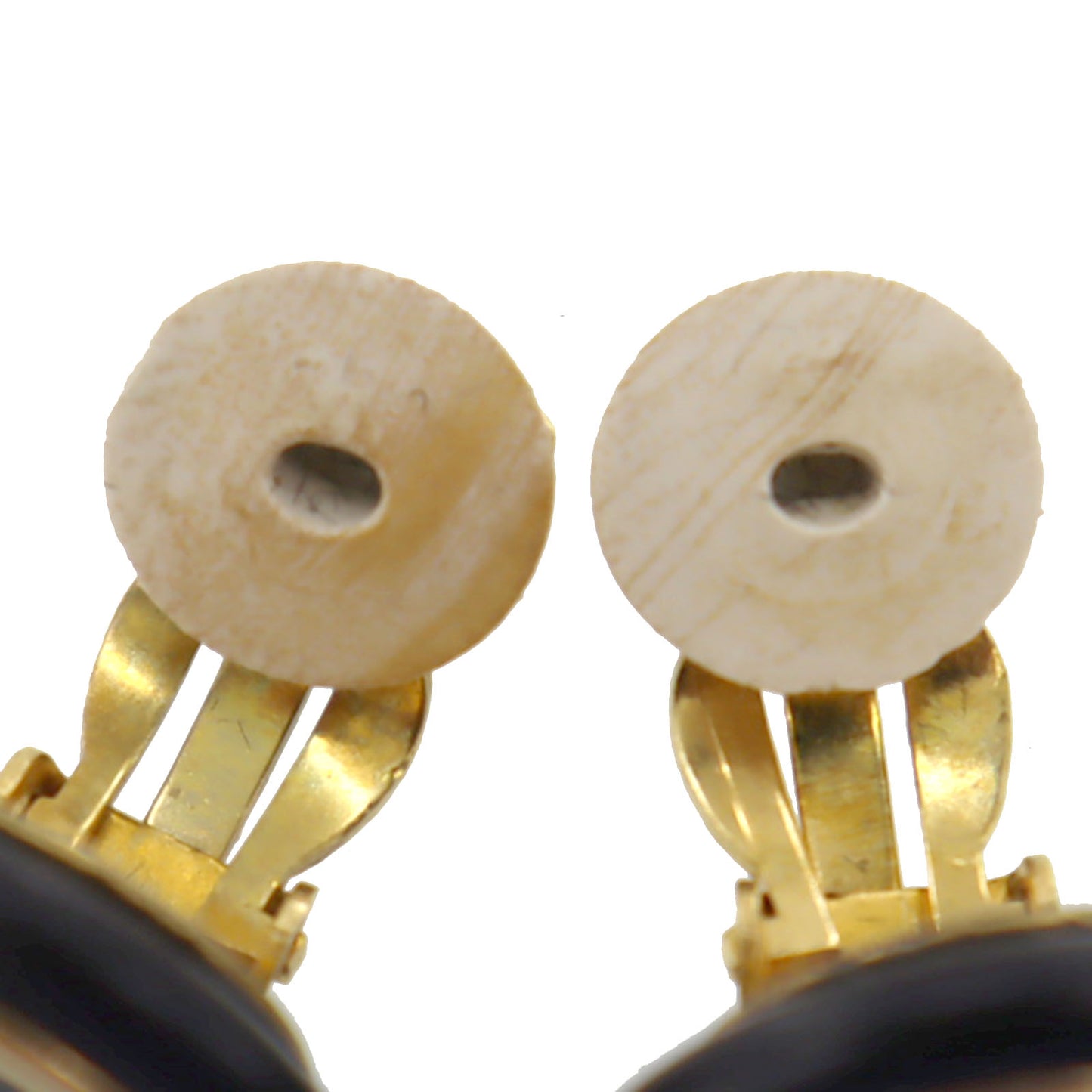 CHANEL Used Earrings Gold Black Clip-On 95 A #AG841