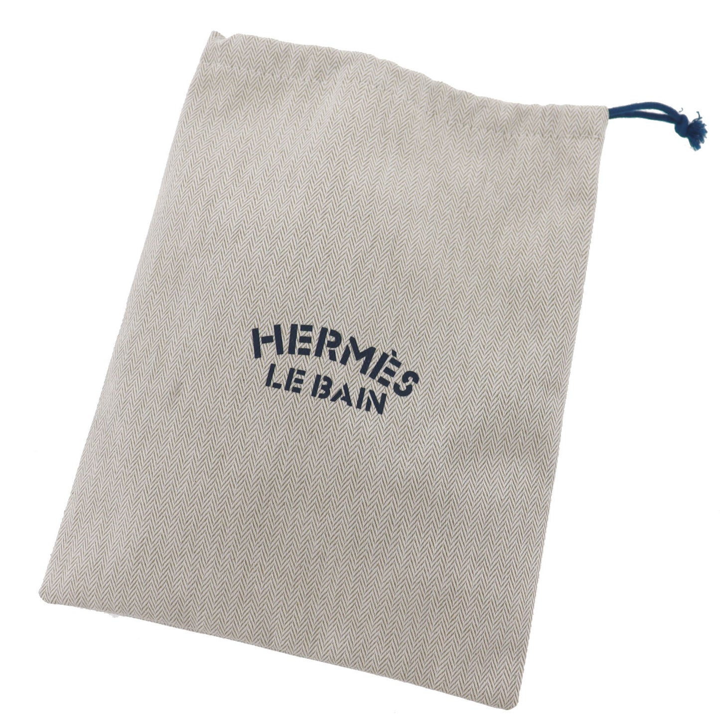 HERMES LE BAIN HandBag Pouch Ivory Blue Canvas #AH148