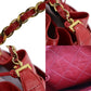 CHANEL Bicolore Chain Drawstring Shoulder Bag Red Leather #AH631