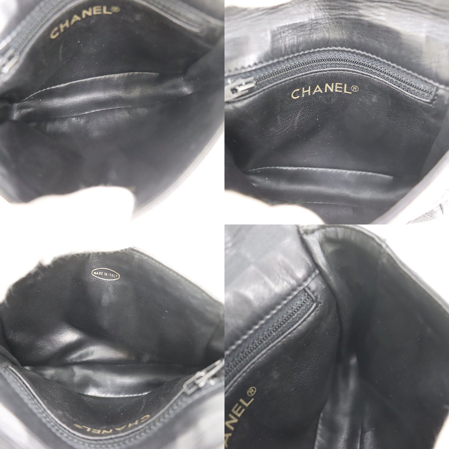 CHANEL Bicolore Bum Bag Black Lambskin Leather #CN575