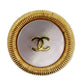 CHANEL CC Logos Circle Earrings Gold White Clip-On 95 P #CJ419