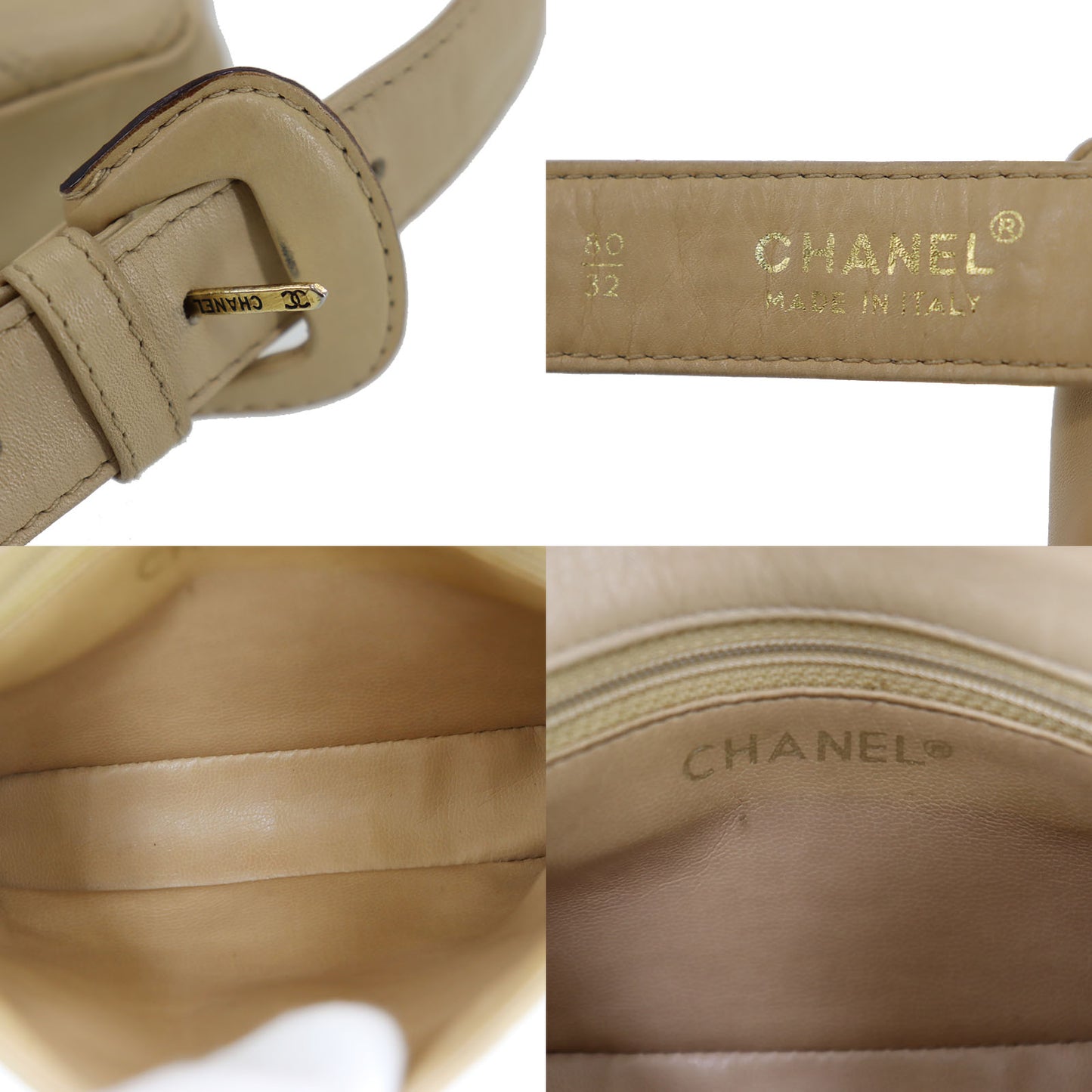 CHANEL Bicolore Bum Bag Beige Leather Lambskin #CK123