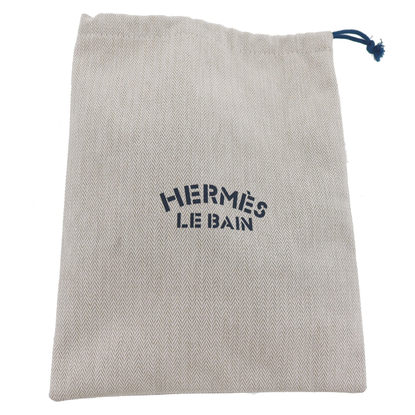 HERMES LE BAIN HandBag Pouch Ivory Blue Canvas #AH148