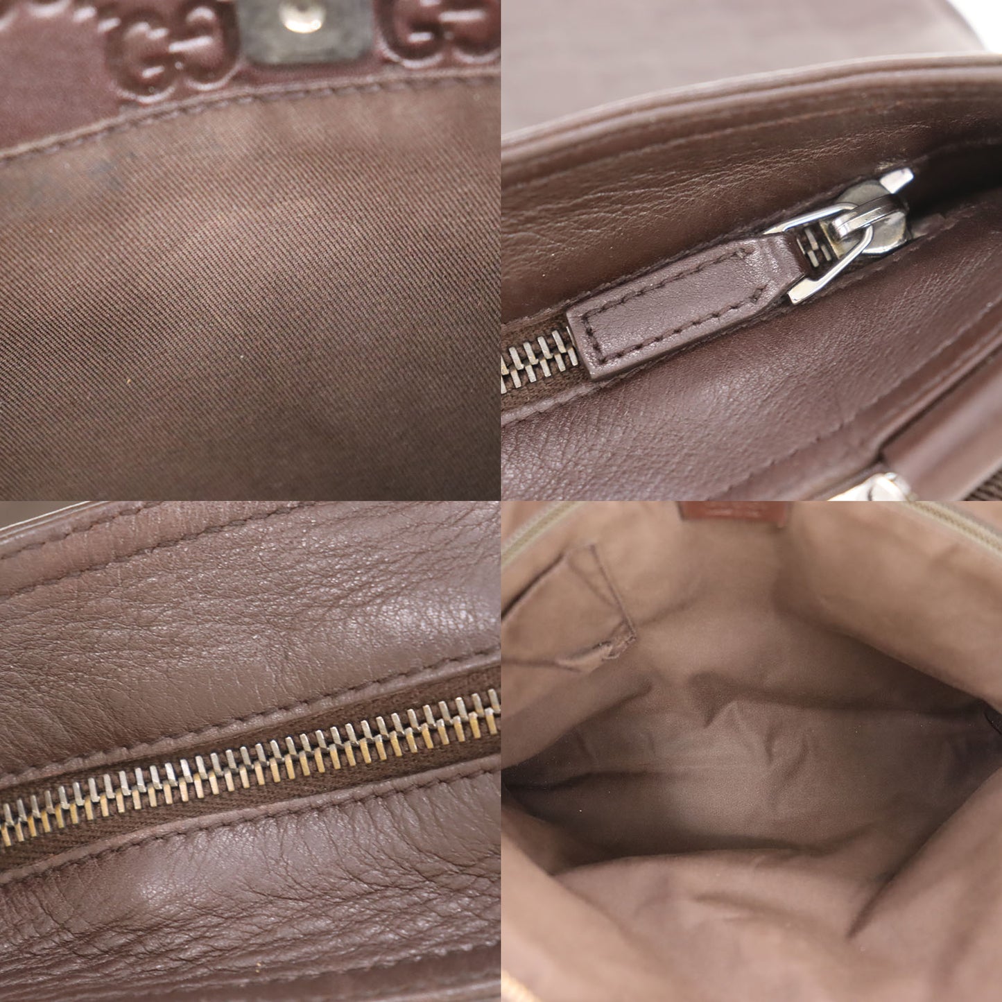 GUCCI Guccissima Shoulder Bag Brown Leather #AG776