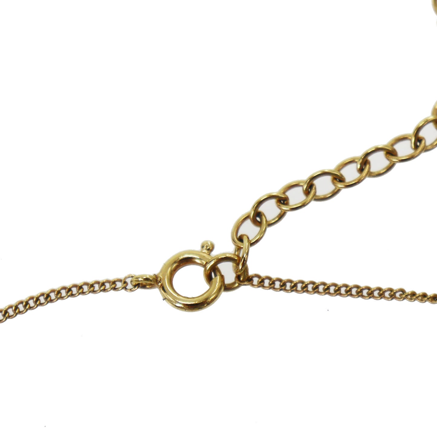 Christian Dior Logo Rhinestone Chain Necklace Pendant Gold #CS133