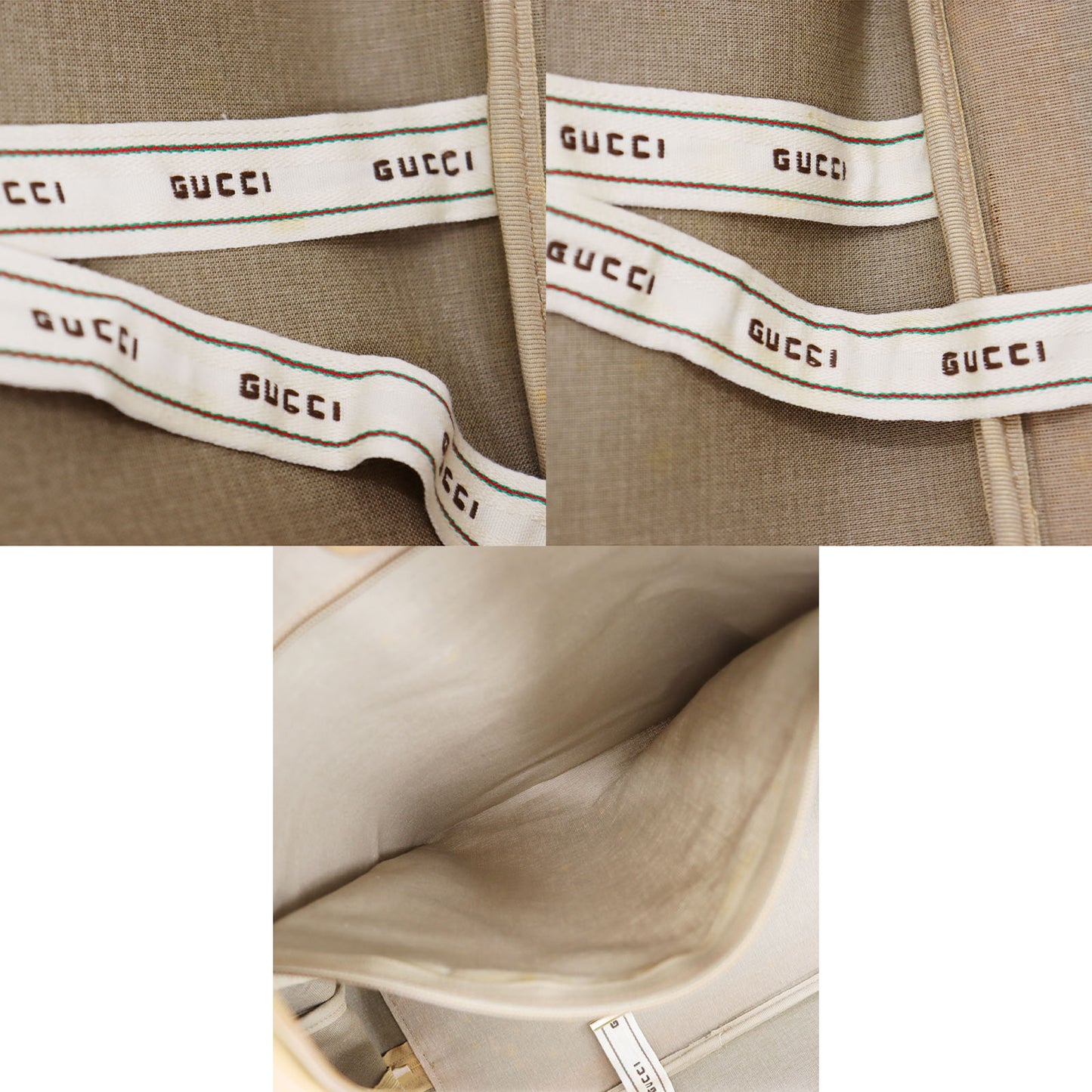 GUCCI Micro Small GG Web Stripe Handbag Beige PVC Leather #AG289