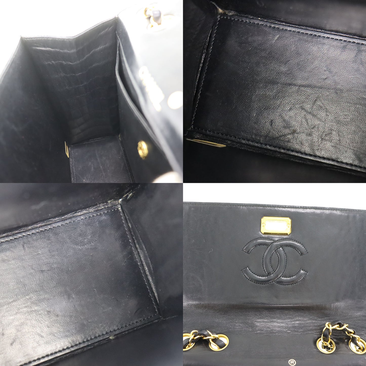 CHANEL Shoulder Bag Embossed leather Black  #BL492