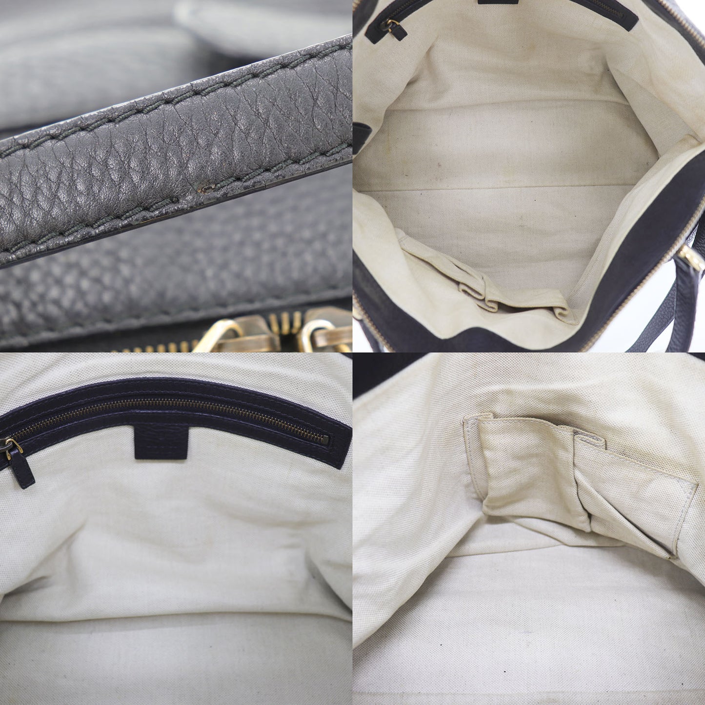 GUCCI Logos 2Way Shoulder Handbag Leather Black #BH637