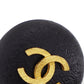 CHANEL Logos Earrings Black Gold Clip-On 93A #BZ804