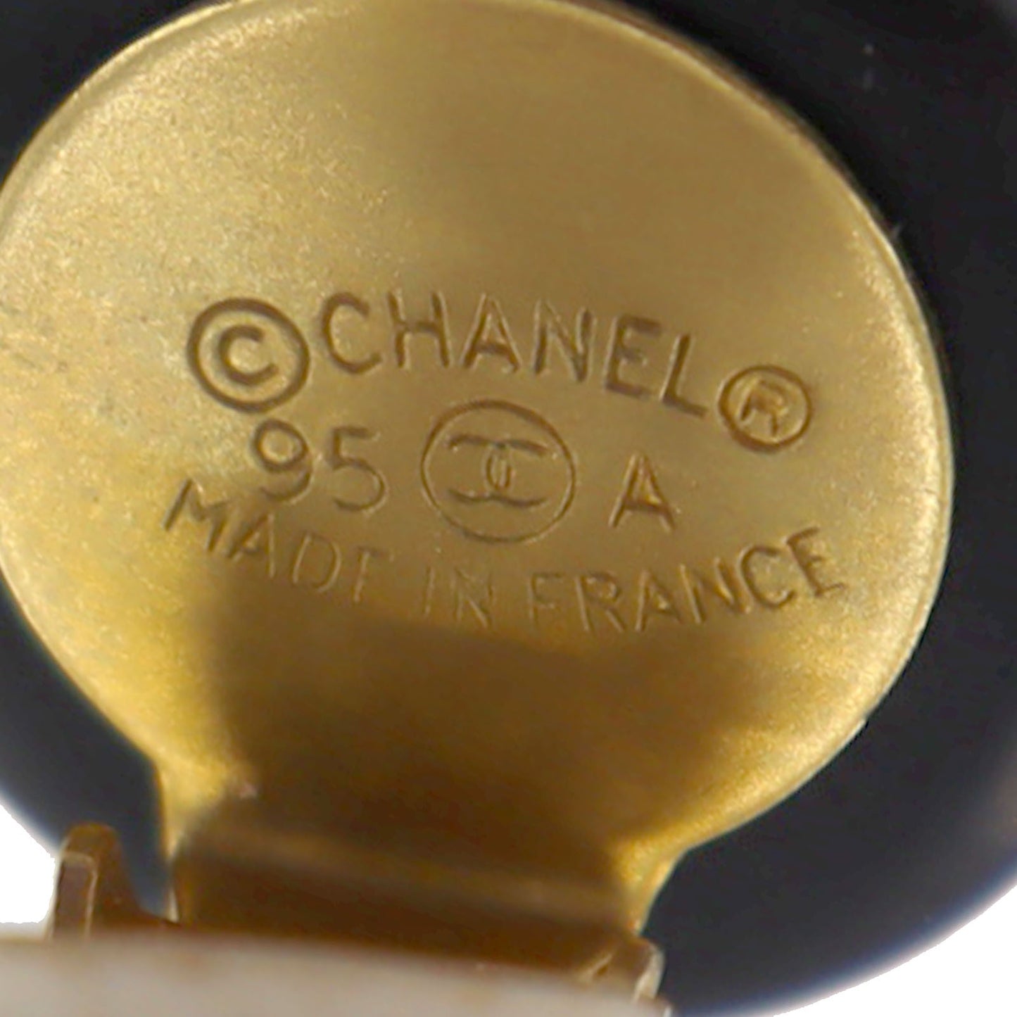 CHANEL Used Earrings Gold Black Clip-On 95 A #AG841