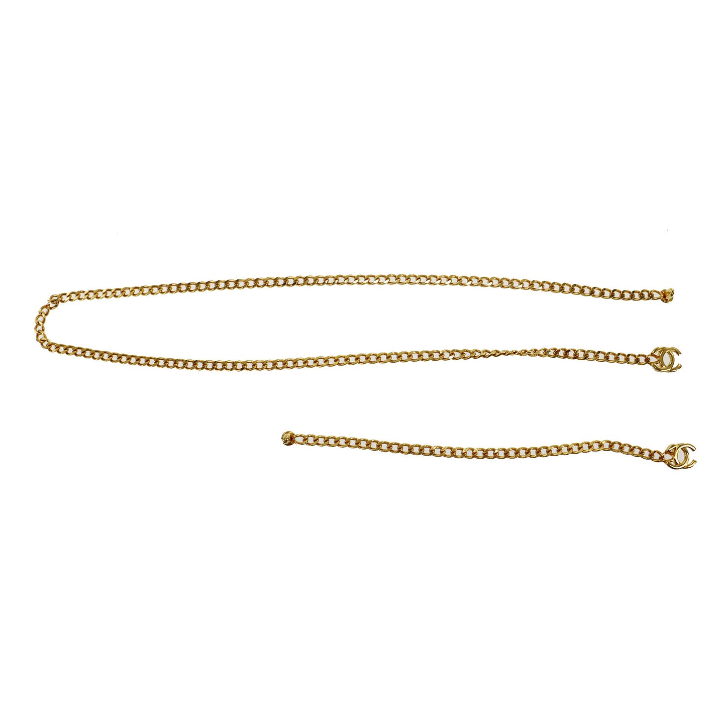 CHANEL Logo Chain Long Necklace Gold France 96P #BT361