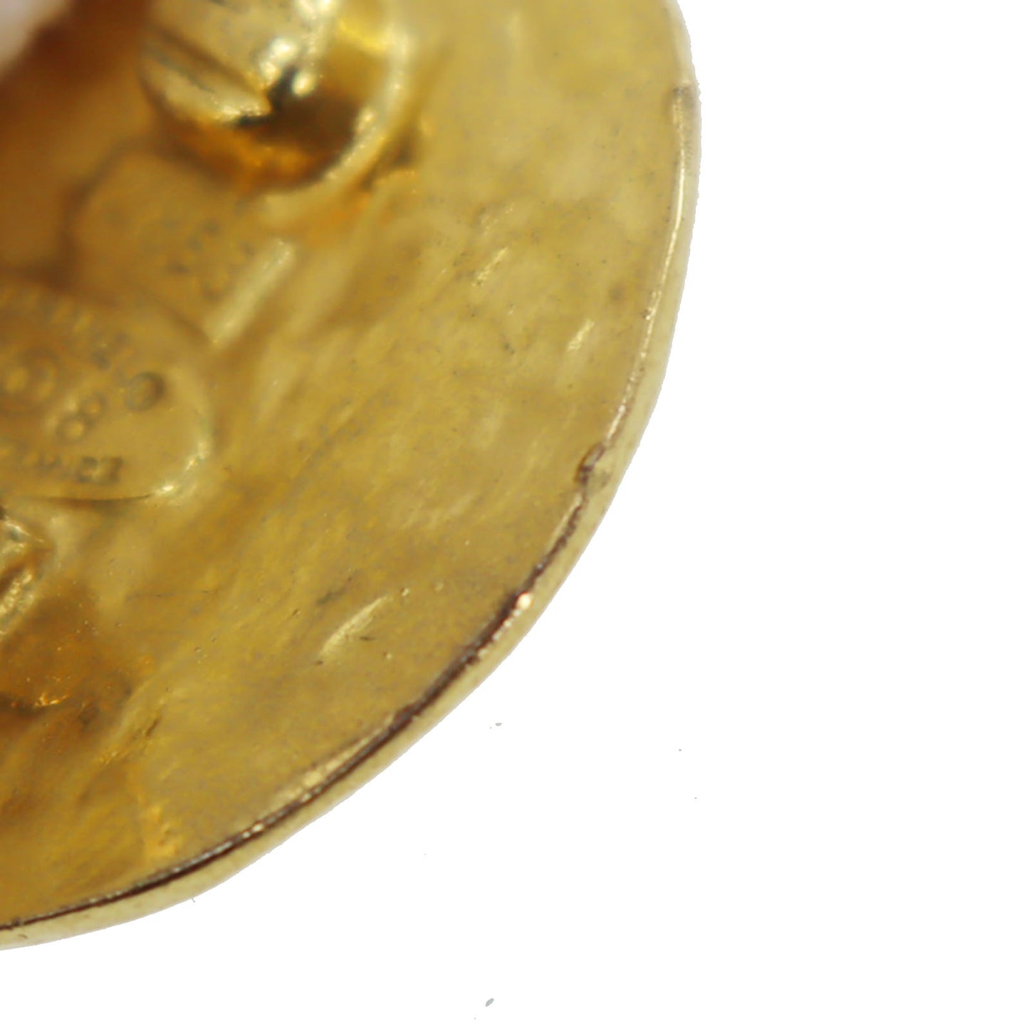 CHANEL CC Logos Round Gold Clip-On Circle Earrings 2853 #BR163