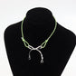 Christian Dior CD Logo Ribbon Necklace Green Silver #BY323