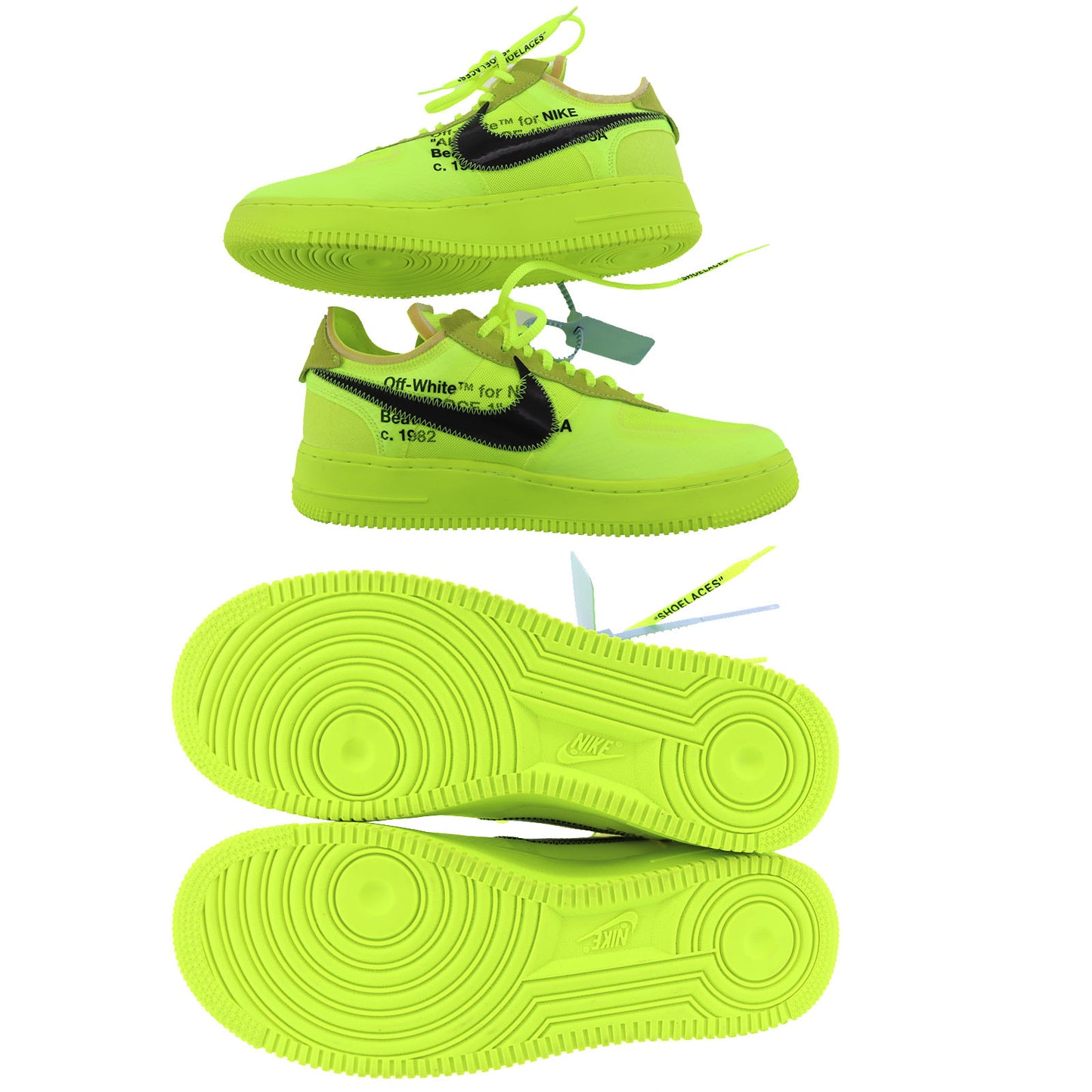 Nike Air Force 1 Low Lace Up Shoes Sneakers Volt Size 10 Fluorescent Green AE997