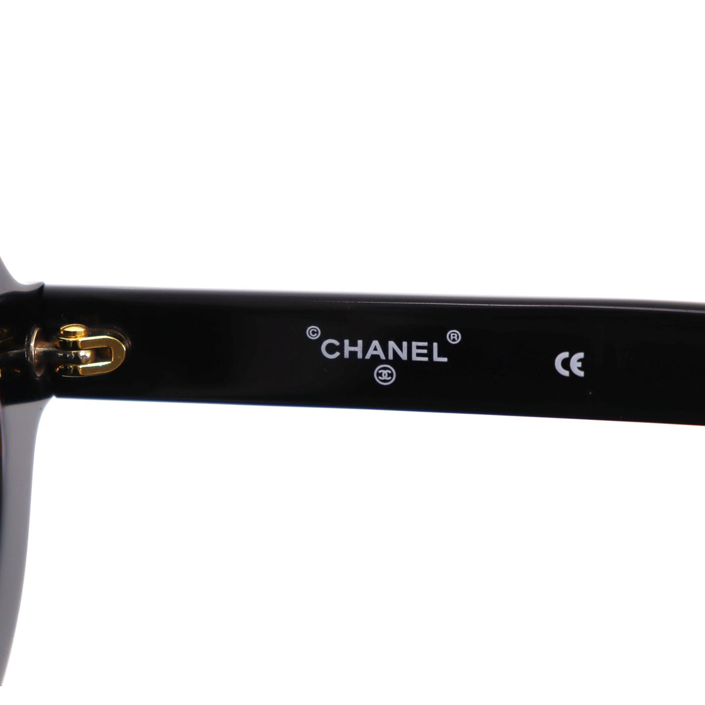 CHANEL Logos Sunglasses Black Round Eye Wear #CN540