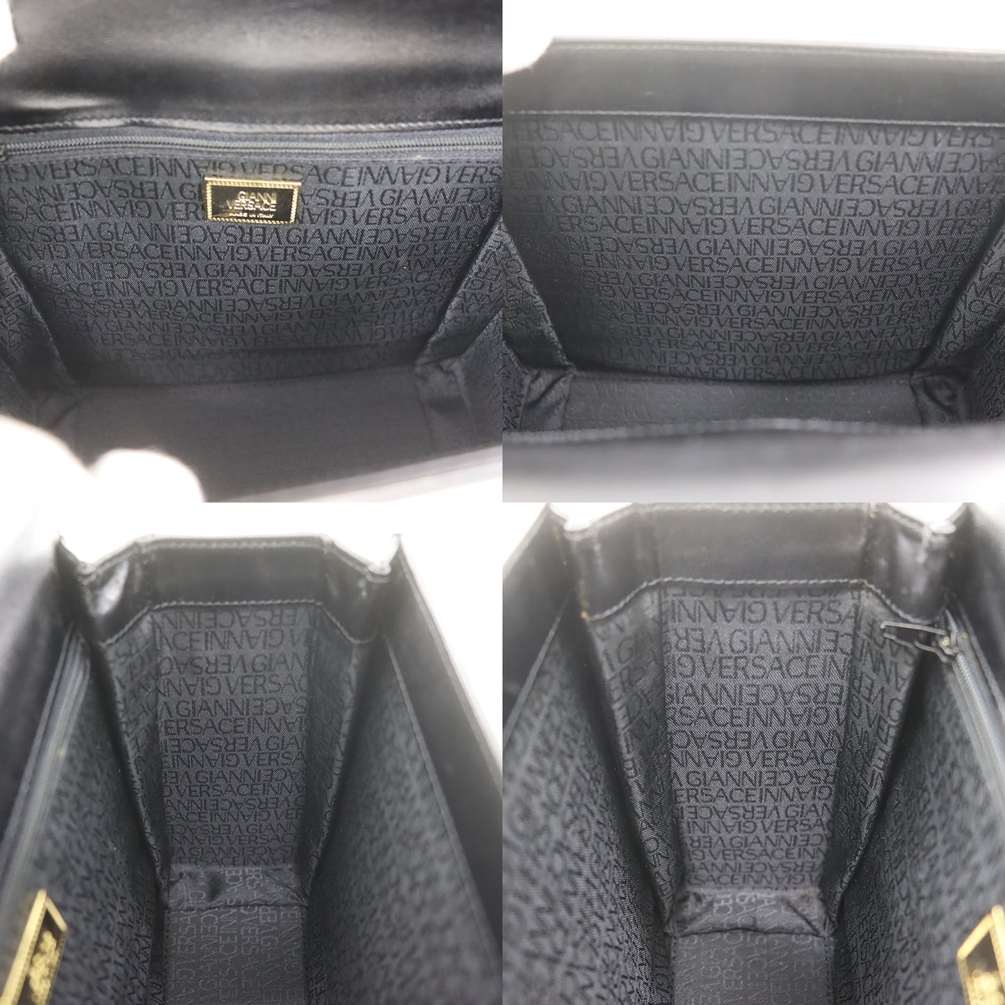 GIANNI VERSACE Used Shoulder Bag Black Leather Vintage #AG953