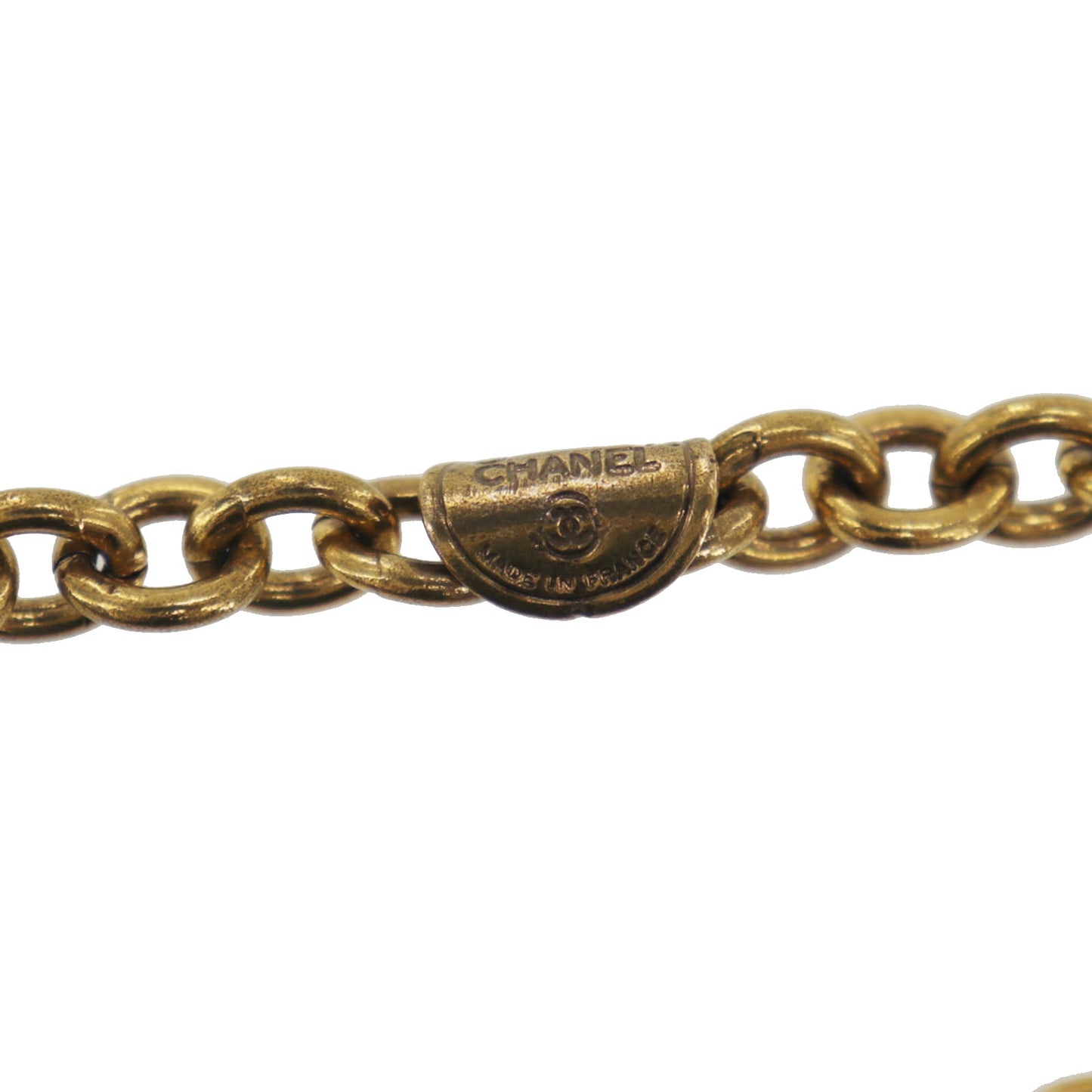 CHANEL Matelasse Bag Chain Long Necklace Gold #CW639