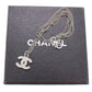 CHANEL CC Logos Necklace Rhinestone Silver #BK937