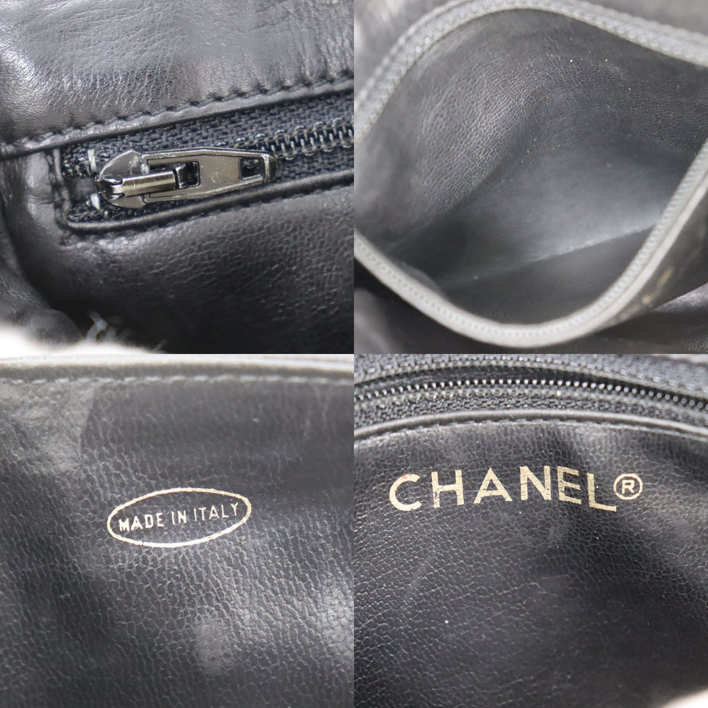 CHANEL Bicolore Bum Bag Black Lambskin Leather #CN575