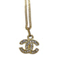 CHANEL CC Logos Necklace Stone Gold #BX939