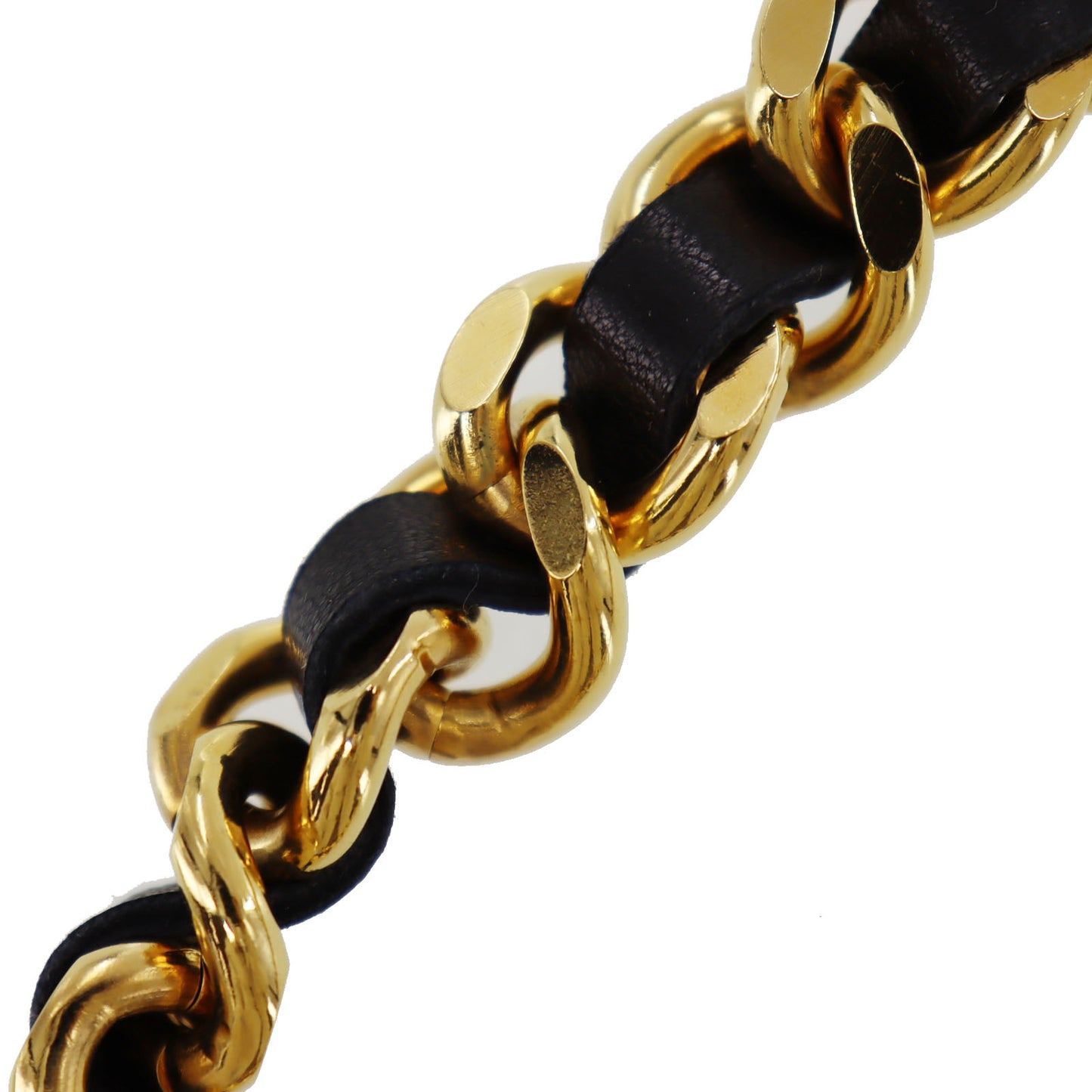 CHANEL CC Logos Chain Belt Black Gold #AH392