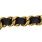 CHANEL Logos Chain Used Waist Belt Black Gold Leather #CD423