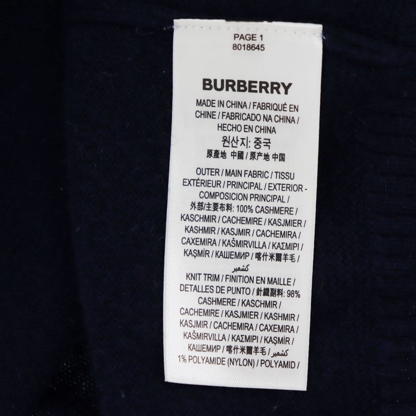 Burberry Sweater Tops Navy Size XL Cashimier #AH526