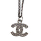 CHANEL CC Logos Necklace Rhinestone Silver #BK937