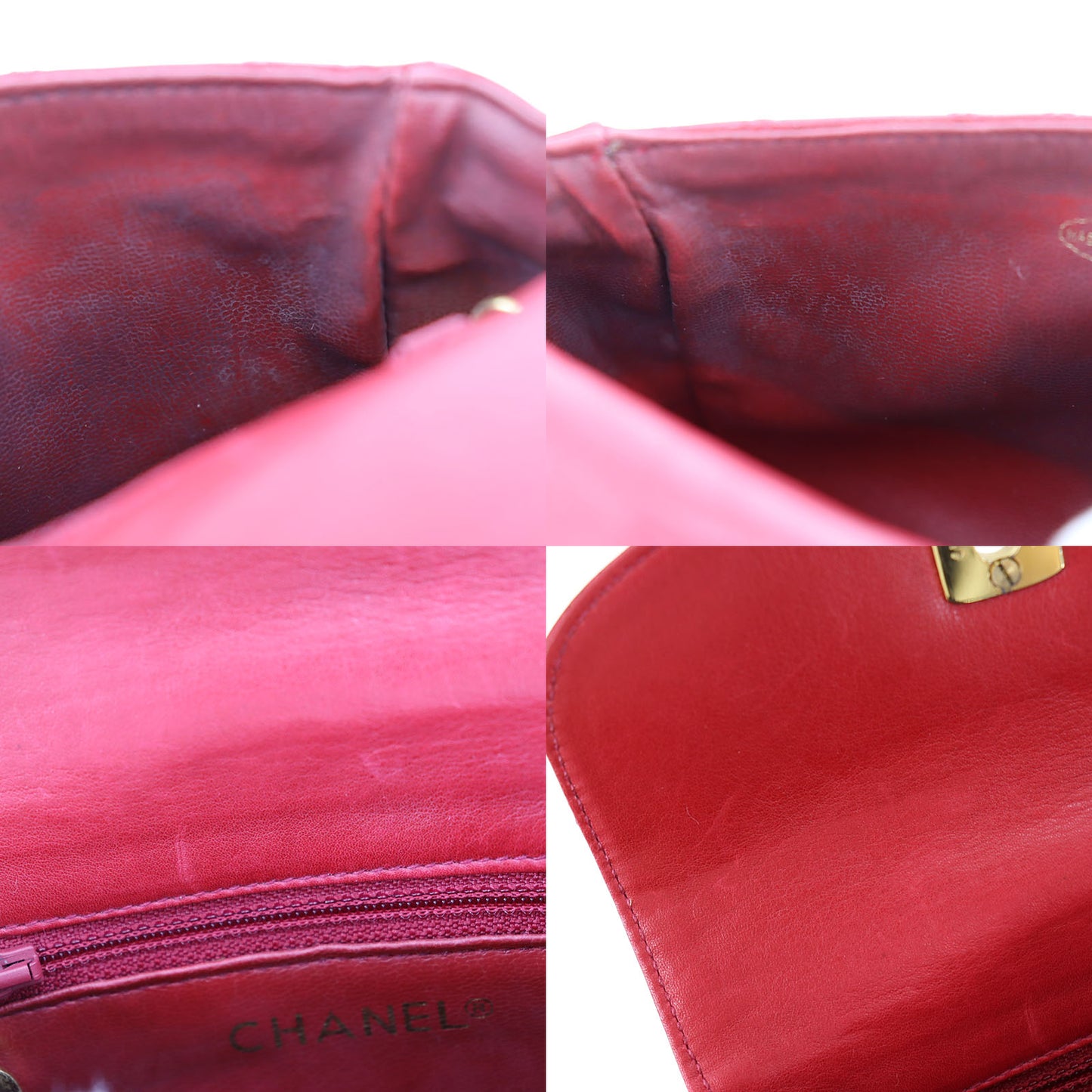 CHANEL Bicolore Bum Bag Red Leather Lambskin #CD921