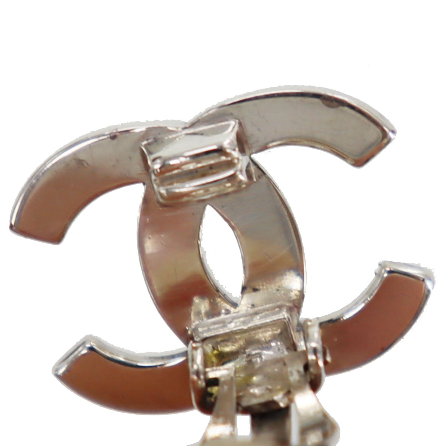 CHANEL CC Logos Earrings Silver Clip-On 98 P #CG63