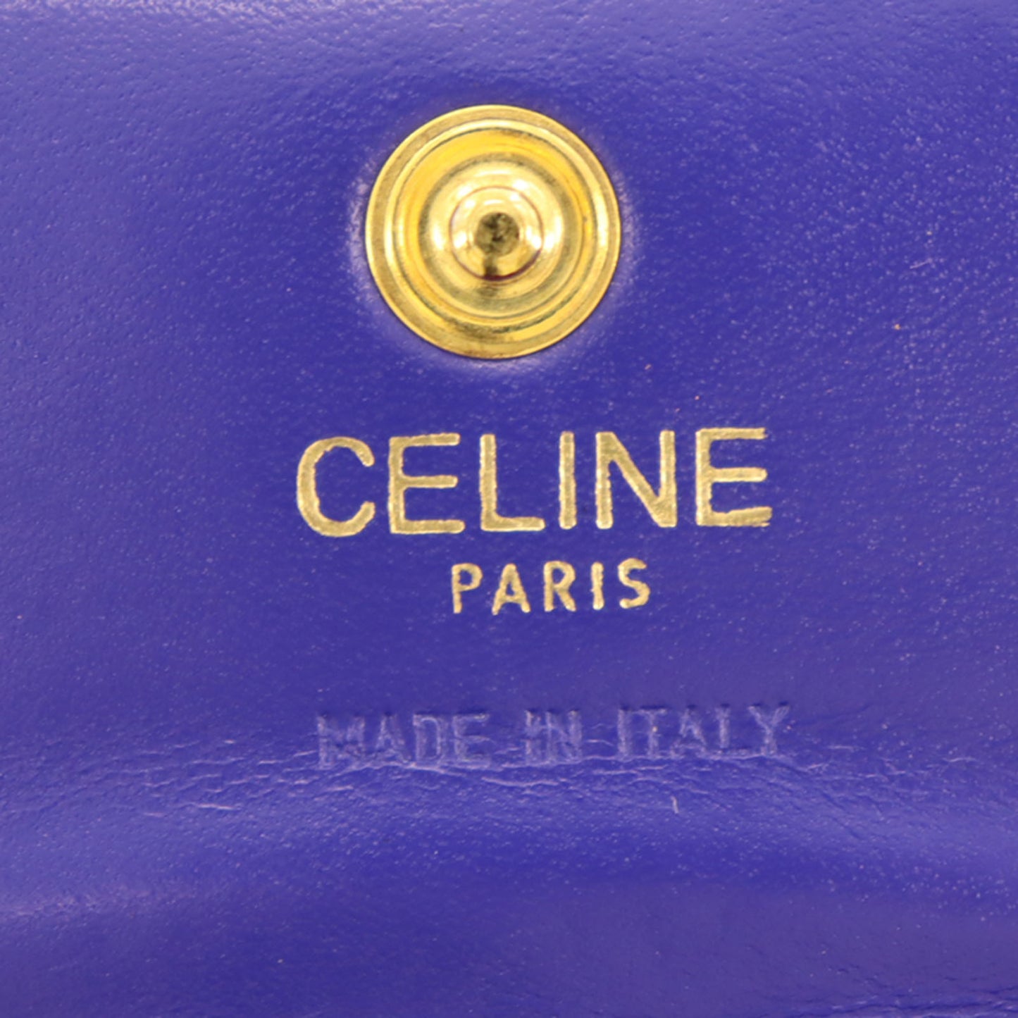 CELINE Logos Coin Purse Blue Leather #CA359