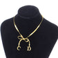 Christian Dior CD Logo Ribbon Choker Nekclace Gold #CR406